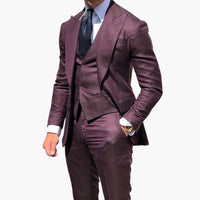 Herren Anzug dreiteilig mit Weste Jacke und Hose – Bordeaux