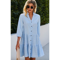 Heidi-Mode | Lässiges Elegante Sommerkleider Damen mit Knopfleiste – Blau