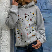 Damen Kapuzenpulli mit Blumenmuster | Strick – Grau