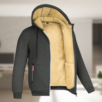 Sadi - Lässige Herren Winterjacke mit Kapuze und Fleece – Dunkelgrau