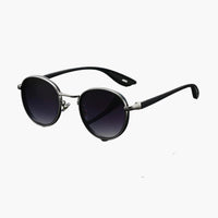 Damen Sonnenbrille mit rundem Metallrahmen und UV400 Schutz – Grauverlauf
