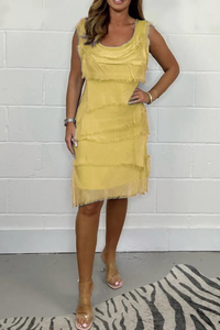 Gilda - Ärmelloses Chiffonkleid – Gelb