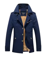 Adalbert® | Eleganter gepolsterter Trenchcoat – Dunkelblau
