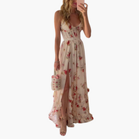 Jutta | Langes Blumenkleid – Weiß