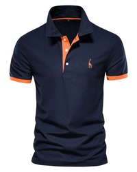 T-SHIRT POLO LÄSSIG – Orange-Marineblau