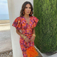 VERA™ | ELEGANTES SOMMERKLEID – Orange/Lila