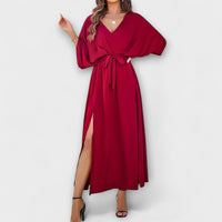 Anina – Fließendes Kleid mit Bindetail – Rot