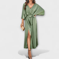 Sabrina - Maxikleid mit V-Ausschnitt – Grün