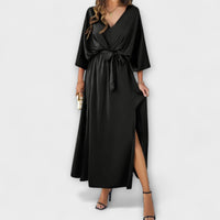 Anina – Fließendes Kleid mit Bindetail – Schwarz