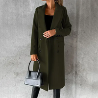 Warmer Damen Trenchcoat für den Winter mit Gürtel – Oliv