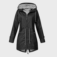 Damen Kapuze Regenjacke | Lange – Schwarz