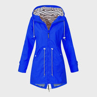 Damen Kapuze Regenjacke | Lange – Blau