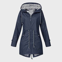 Wasserdichte Regenjacke für Damen | Kapunze – Marine