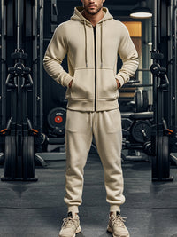 Sportlicher Herren Trainingsanzug mit Kapuze | Atmungsaktiv & Komfortabel | Ideal für Sport & Freizeit – Beige