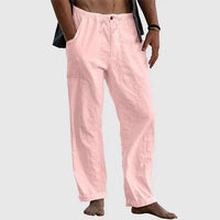 Damen Leinen-Hose mit Kordelzug - Casual Fit – Rosa