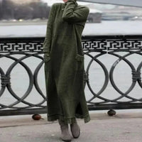 Warmes Damen Maxikleid aus Wolle und Baumwolle – Grün