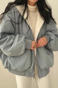 Gefütterte Winterjacke in Übergröße – Grau
