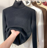 Damen Rollkragen-Pullover aus reiner Alpakawolle - Extra Warm & Weich – Tiefschwarz