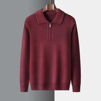 Herren Kaschmir Troyer Pullover - Warme Strickmode – Rot