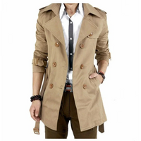 Herren Trenchcoat Lang mit Gürtel - Eleganter Businessmantel – Beige
