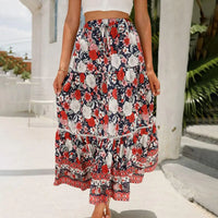 Heidi-Mode | Elegante Maxirock mit Spitzen Details – Rot