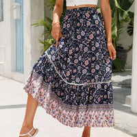 Heidi-Mode | Elegante Maxirock mit Spitzen Details – Blau