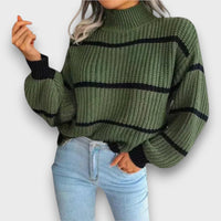 Amelithra – Rollkragenpullover mit Streifen – Grün