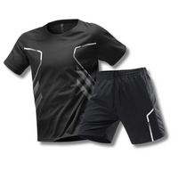 Herren Sport Set Atmungsaktiv - T-Shirt und Kurze Hose – Schwarz