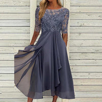 Elegantes Damen Abendkleid in Dunkelblau – Lila