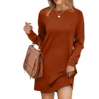 Warmes und bequemes Damenkleid für kalte Tage – Orange