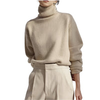 Warmer Damen Rollkragen-Pullover aus Strick | Weicher Winter-Pullover – Khaki
