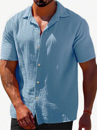 Moderne Leinen Herren Hemd – Blau