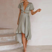 Leona – Feminines Midikleid mit Schleifendetail – Hellgrün