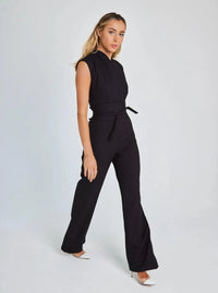 Damen Jumpsuit mit weiten Beinen – Schwarz
