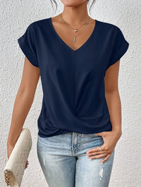 Tunika Shirt für Damen – Luftiges V-Ausschnitt Top für den Sommer – Blau