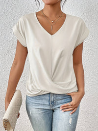 Tunika Shirt für Damen – Luftiges V-Ausschnitt Top für den Sommer – Weiß