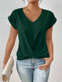 Tunika Shirt für Damen – Luftiges V-Ausschnitt Top für den Sommer – Grün