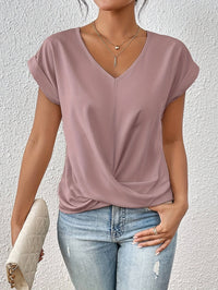 Tunika Shirt für Damen – Luftiges V-Ausschnitt Top für den Sommer – Rosa