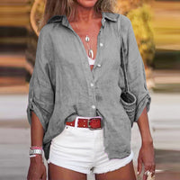 Vanessa | Stilvolle Langarm Baumwollbluse – Grau