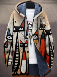 Heidi-Mode | Modisch Langärmelig Kapuze Kunstdruck Jacke – Stil 4