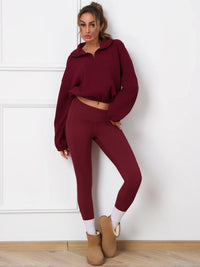 Retaria | Wärmendes Fleece-Yoga Set für Damen Winter – Rot