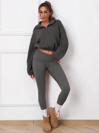 Retaria | Wärmendes Fleece-Yoga Set für Damen Winter – Grau
