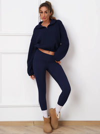 Retaria | Wärmendes Fleece-Yoga Set für Damen Winter – Marine