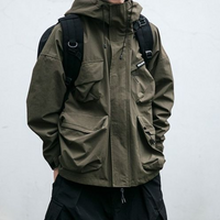 Utility-Jacke mit Kapuze und mehreren Taschen für Männer – Grün