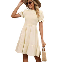 Cécilia - Schlankes Sommerkleid mit Rundhalsausschnitt – Beige