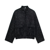 Saskia | Oversize Paillettenjacke – Schwarz