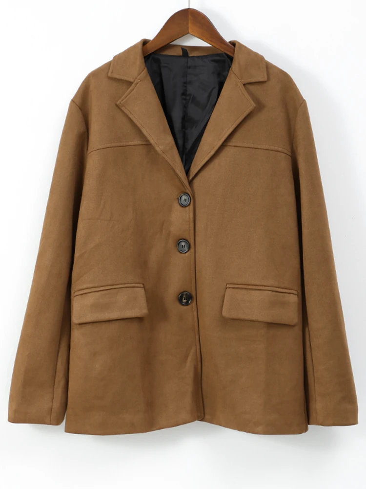 Reishana | Damen Vintage Jacke aus braunem Wildleder und Baumwolle