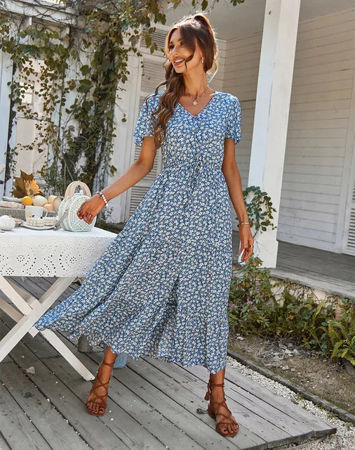 Elara - Blumiges Vintagekleid