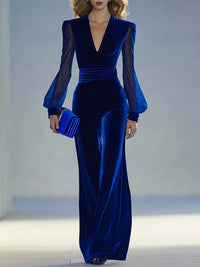 Nina | Eleganter Jumpsuit aus Retro-Samt – Blau