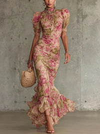 Calia - Florales Softtouch-Kleid in Meerjungfrau-Silhouette – Rosa